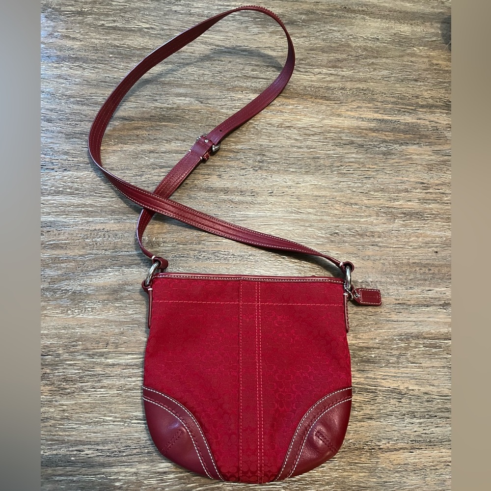 Coach cross body purse. Red